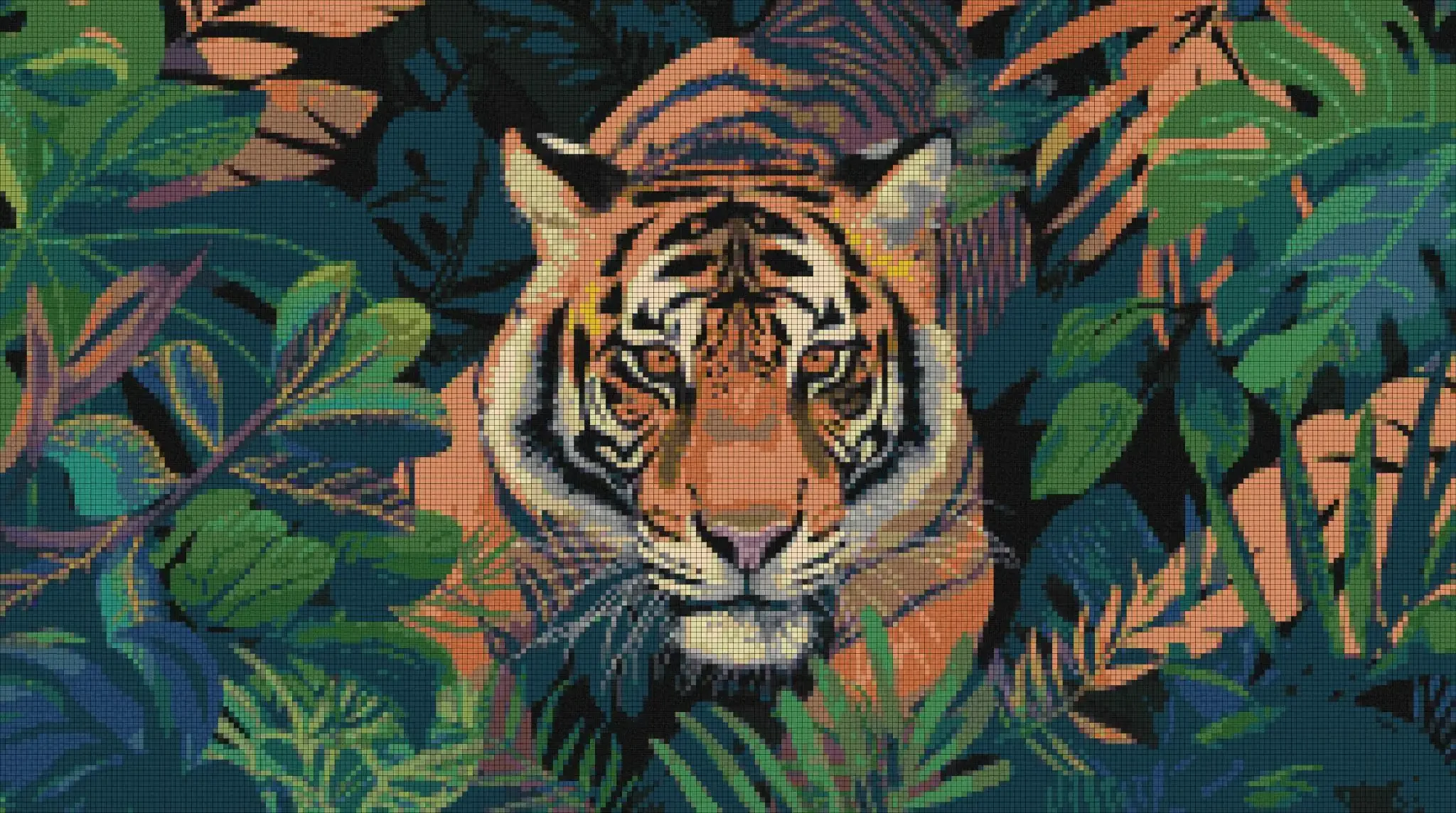 Tiger_mosaic Blue Jungle Majesty